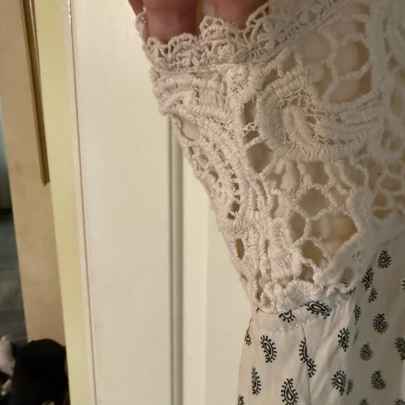 Altar'd State Cream Lace and Black Patterned Mini Dress - Picture 9 of 11